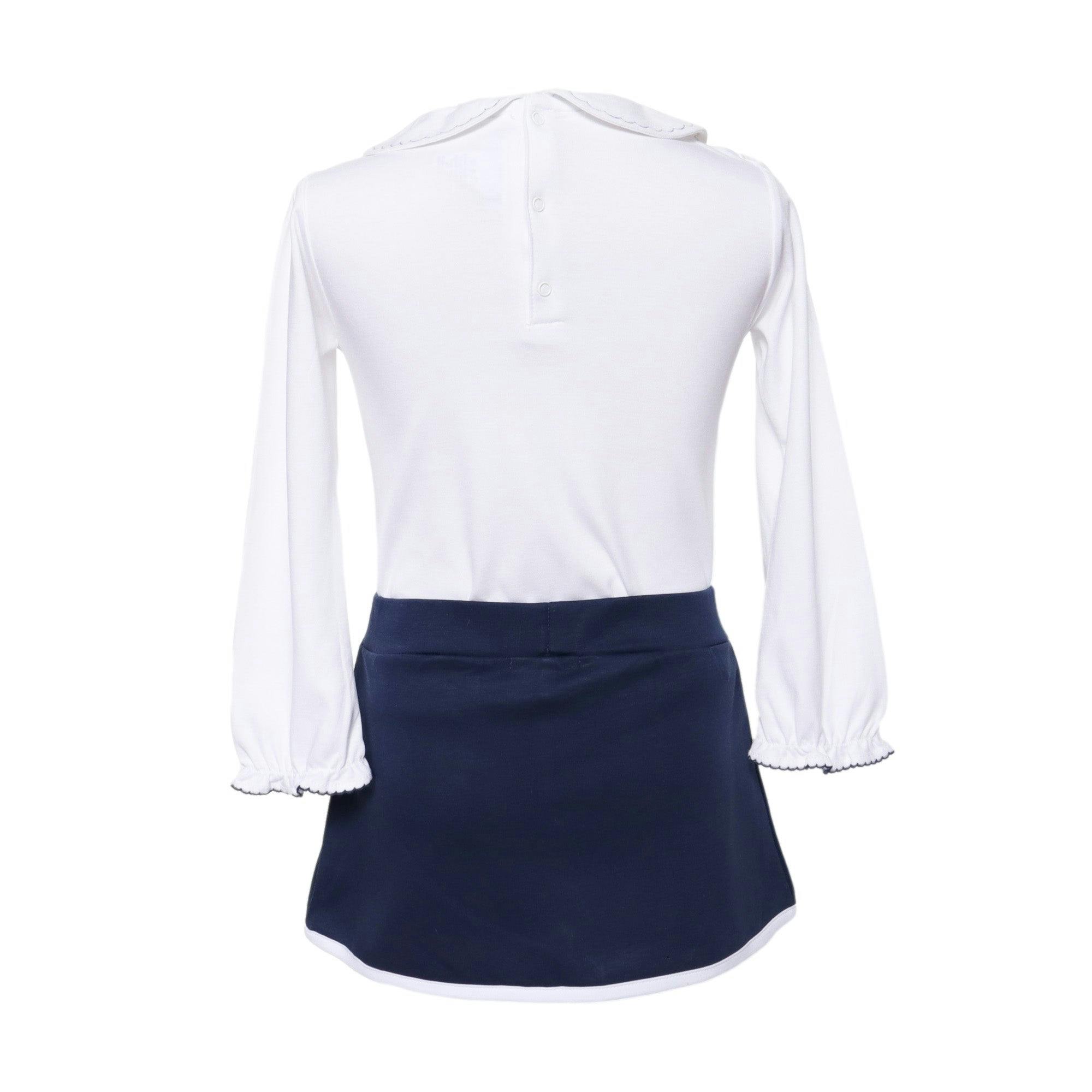 Girls Navy Knit Skort with White Trim