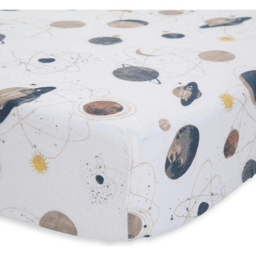 Cotton Muslin Crib Sheet - Planetary