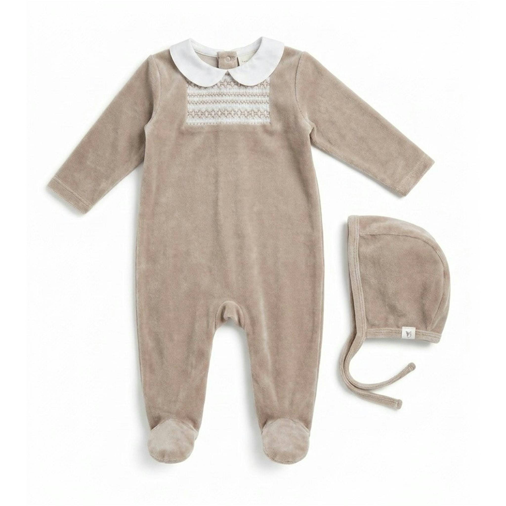 Smocked Velour Footie