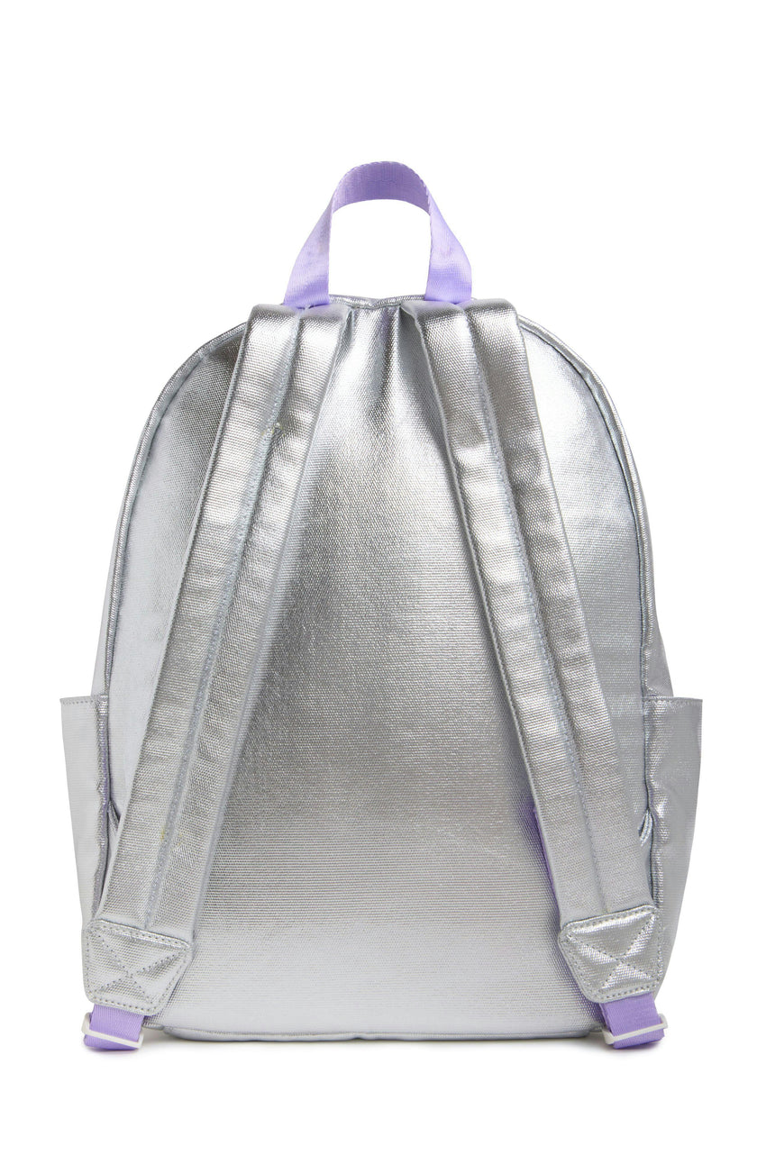 Silver Kid's Backpack With Patches