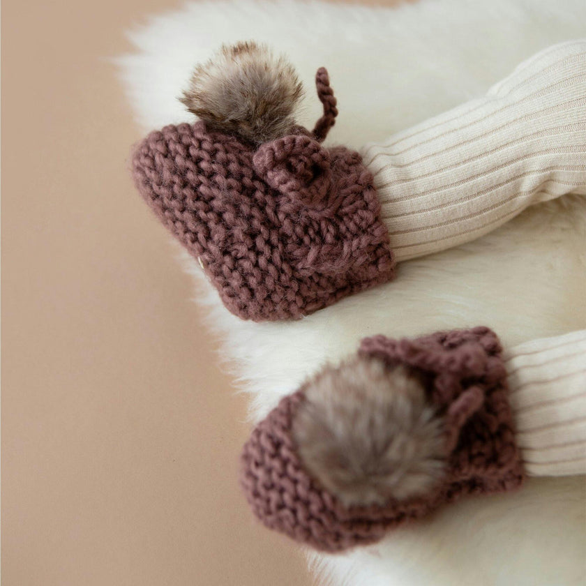 Booties with Pom - Mauve