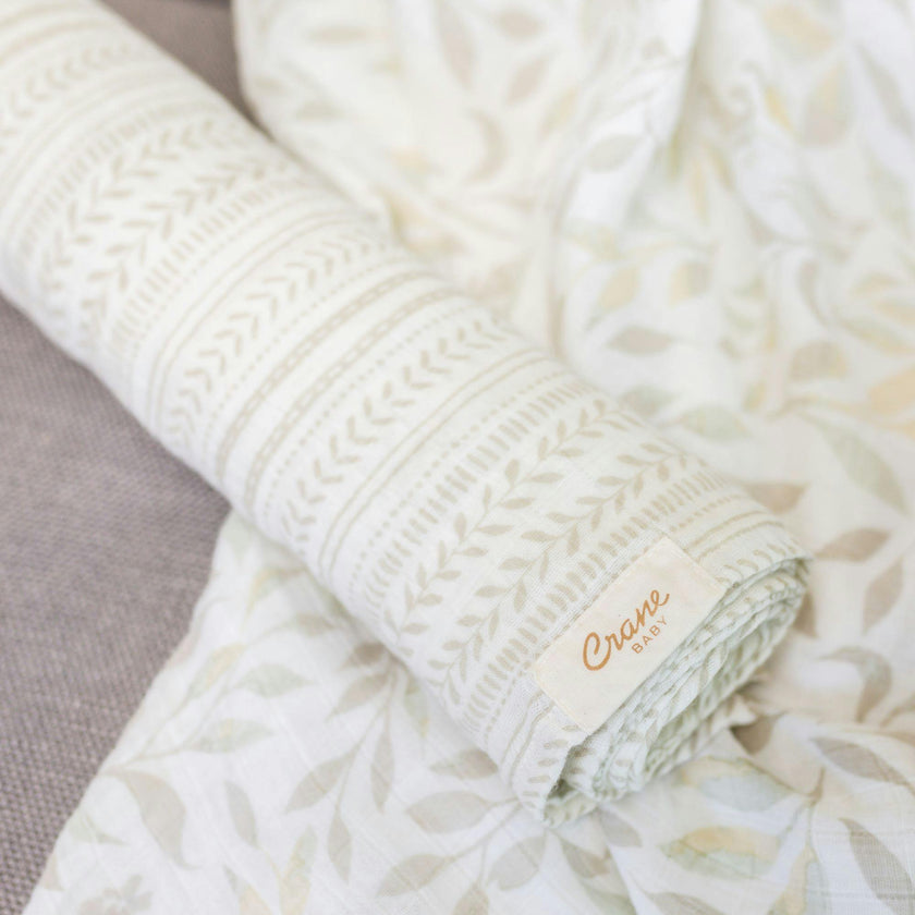 Willow Cotton Muslin Swaddle Blanket Set (Leaf, Set of 2)