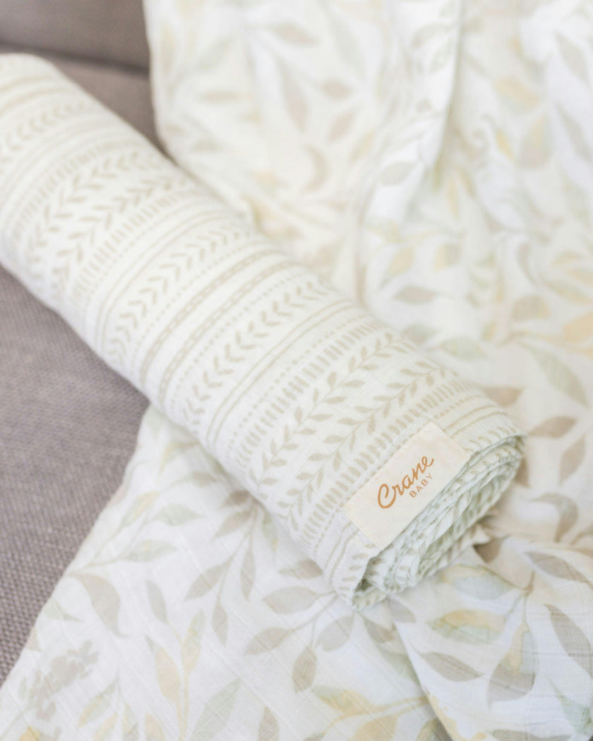 Willow Cotton Muslin Swaddle Blanket Set (Leaf, Set of 2)