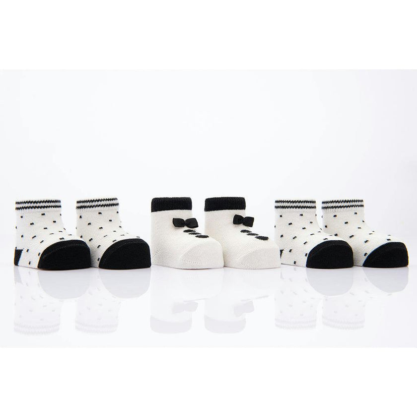 White 3pc Bow Tie Print Socks Set
