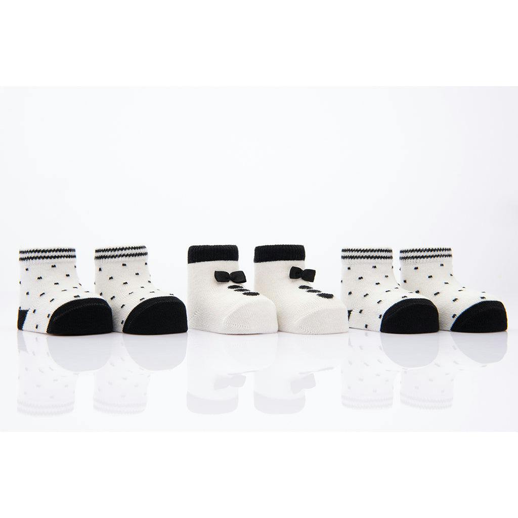 White 3pc Bow Tie Print Socks Set