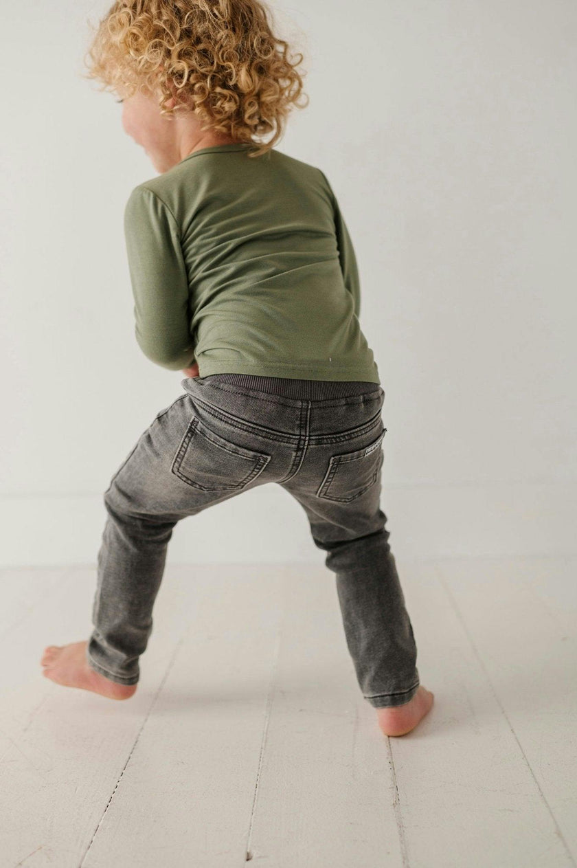 Boys Slim Denim Jeans in Gray