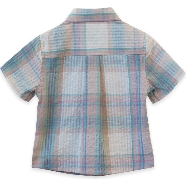 Cotton Seersucker Collar Short Sleeve Shirt
