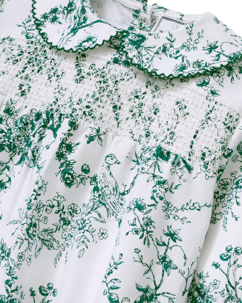Baby's Twill Sabine Romper in Evergreen Timeless Toile