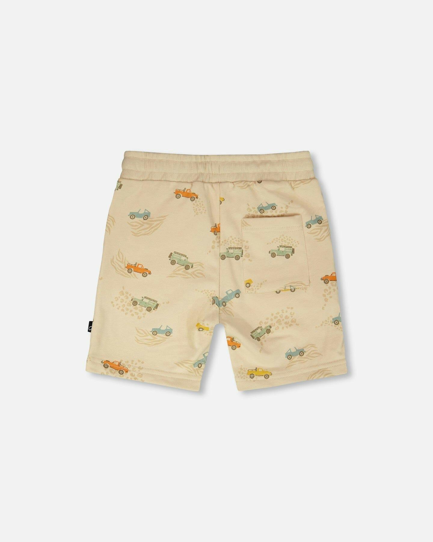 French Terry Shorts Beige Jeep Print