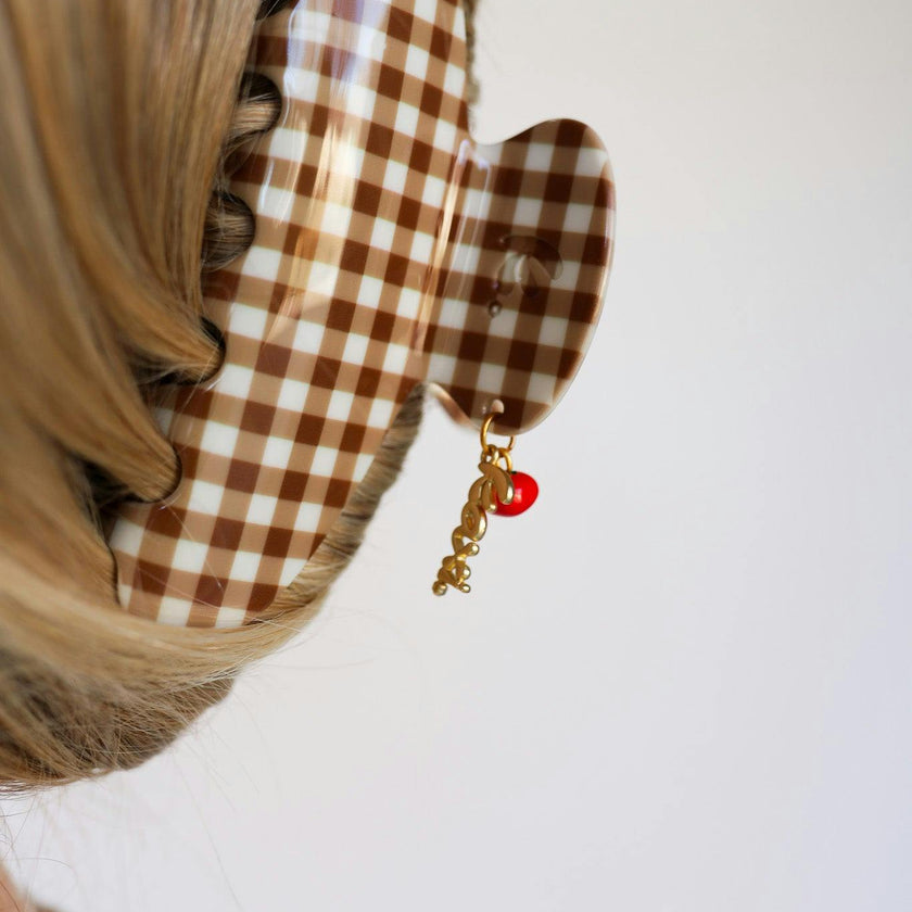 BROWN GINGHAM TOMATO CHARM CLAW