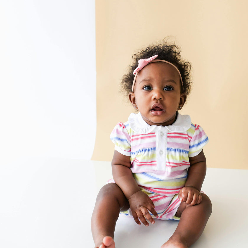 Rainbow Stripe Collared Romper
