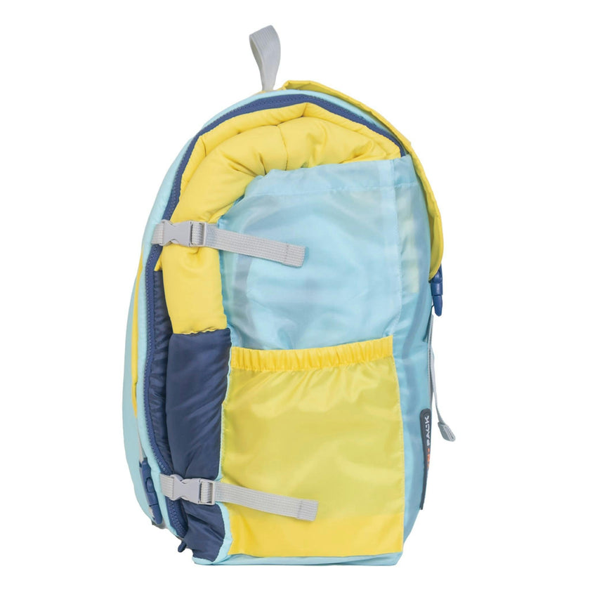 Sleep-N-Pack™ – Big Kid Size | Color Block Cali Teal, Buttercup Yellow & Navy Blue