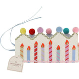 Packed Party Birthday Wishes Reusable Glitter Pom Pom Crown - Metallic Fabric Birthday Candle Crown with Multicolor Poms and Adjustable Satin Ties