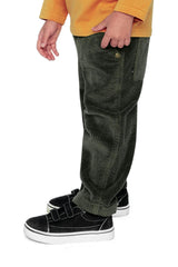 Stretch Corduroy Pants with Cargo Pocket Dark Grey