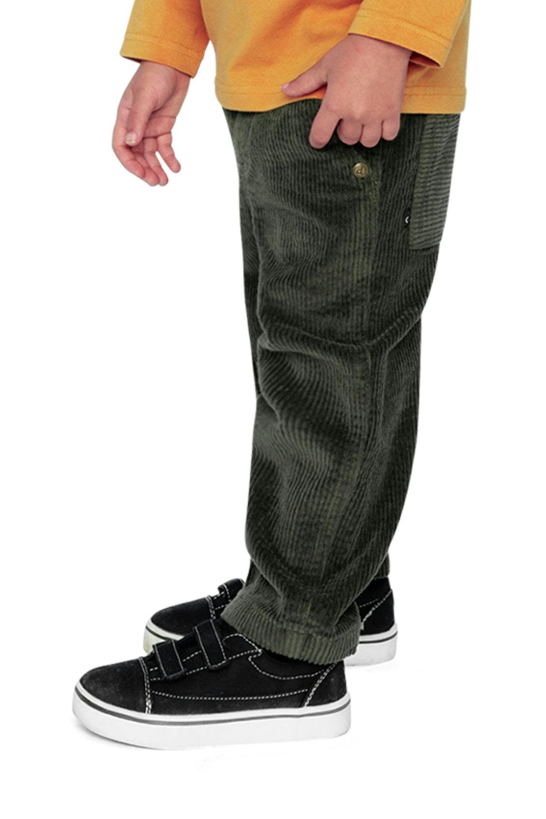 Stretch Corduroy Pants with Cargo Pocket Dark Grey