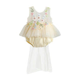 Beige Rosella Floral Tulle Romper