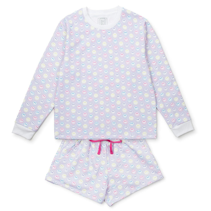 Janann Women's Sweatshirt Short Set Preppy Smiles