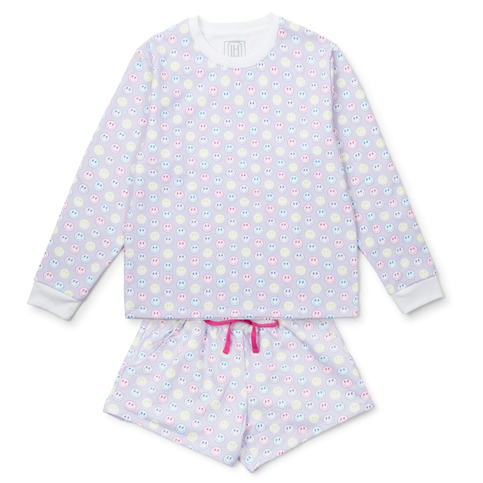Janann Women's Sweatshirt Short Set Preppy Smiles