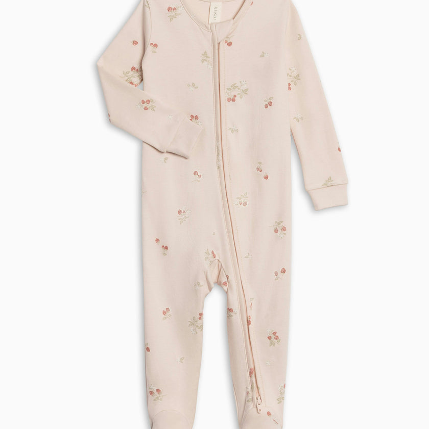 Peyton Zipper Sleeper - Raspberries / Shell + Mint