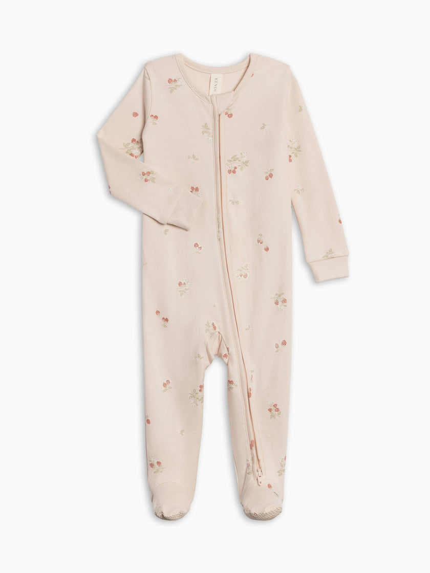 Peyton Zipper Sleeper - Raspberries / Shell + Mint