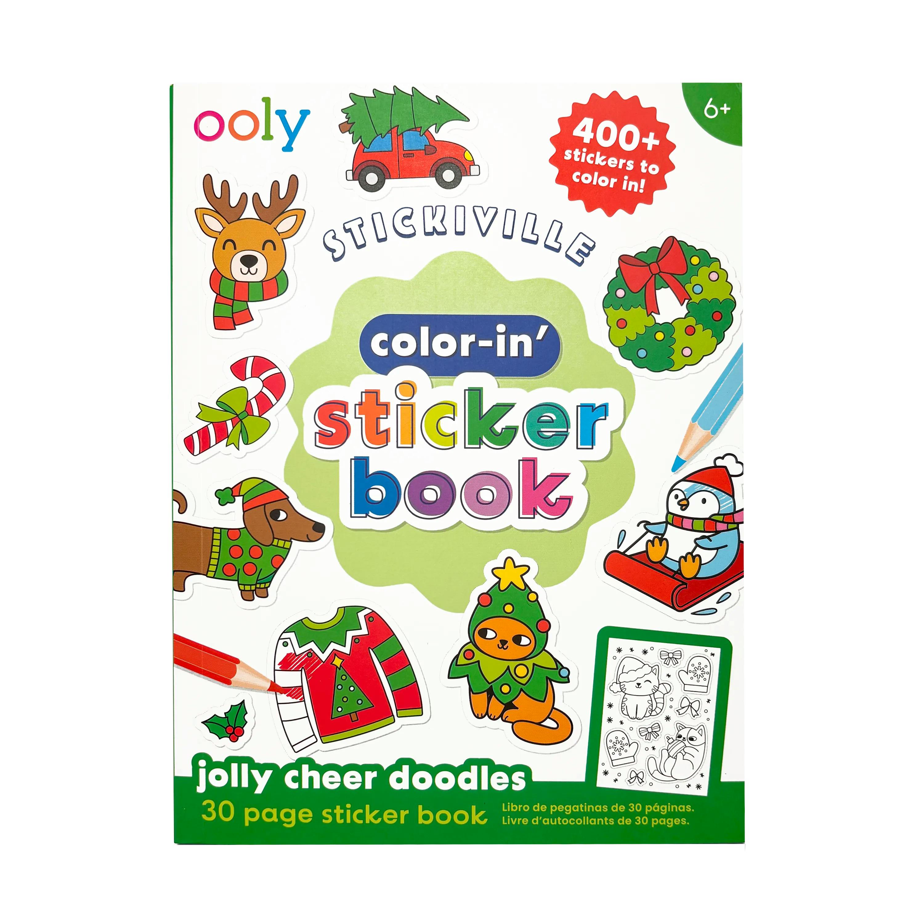 Stickiville Color-In' Sticker Book - Jolly Cheer Doodles - 400+ Stickers
