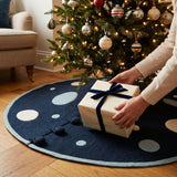 Hand Felted Wool Blue Polka Dots Christmas Tree Skirt 60"