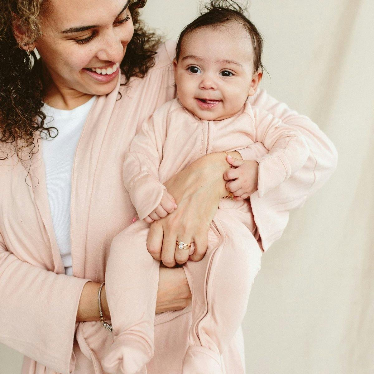 GROW WITH YOU FOOTIE | ROSE — Bamboo Organic Cotton Blend, 0–6M