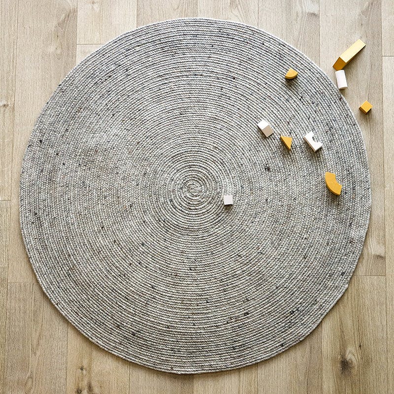 Neethu Hand-Crafted Felted Wool Round Rug, Grey
