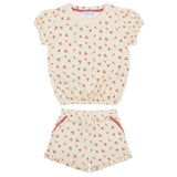 girls summer cherries french terry top and short set