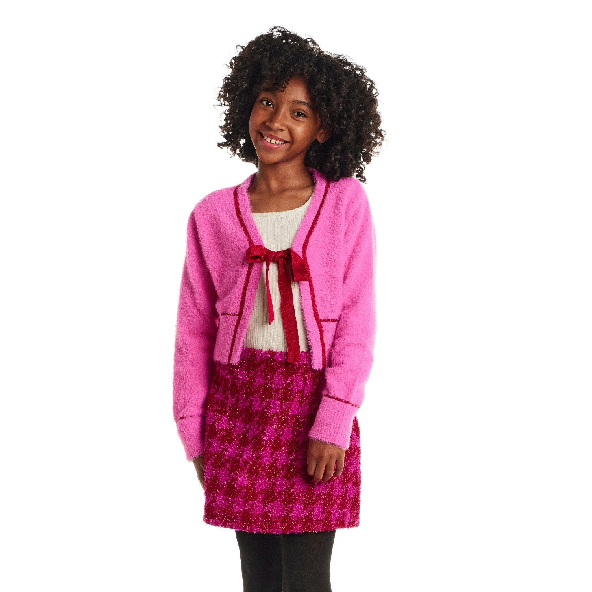 Big Kids Cardigan Sweater W/Bow
