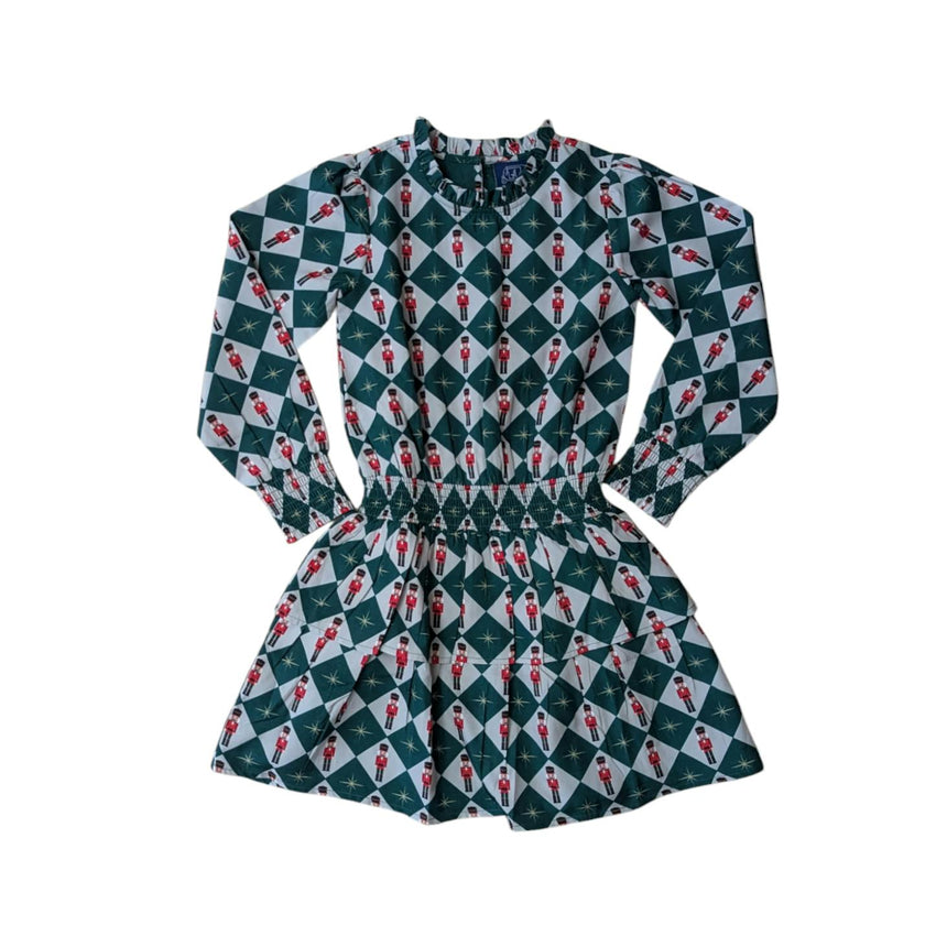 Nutcracker Checks Tiered Long Sleeves Dress
