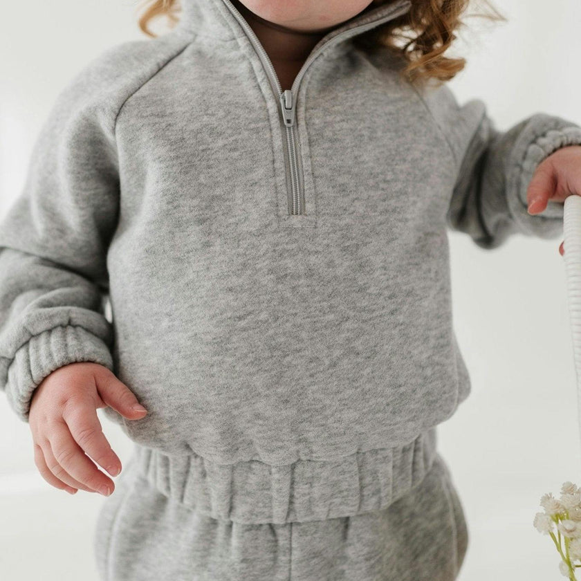 Fleece Zip Set Heather Gray