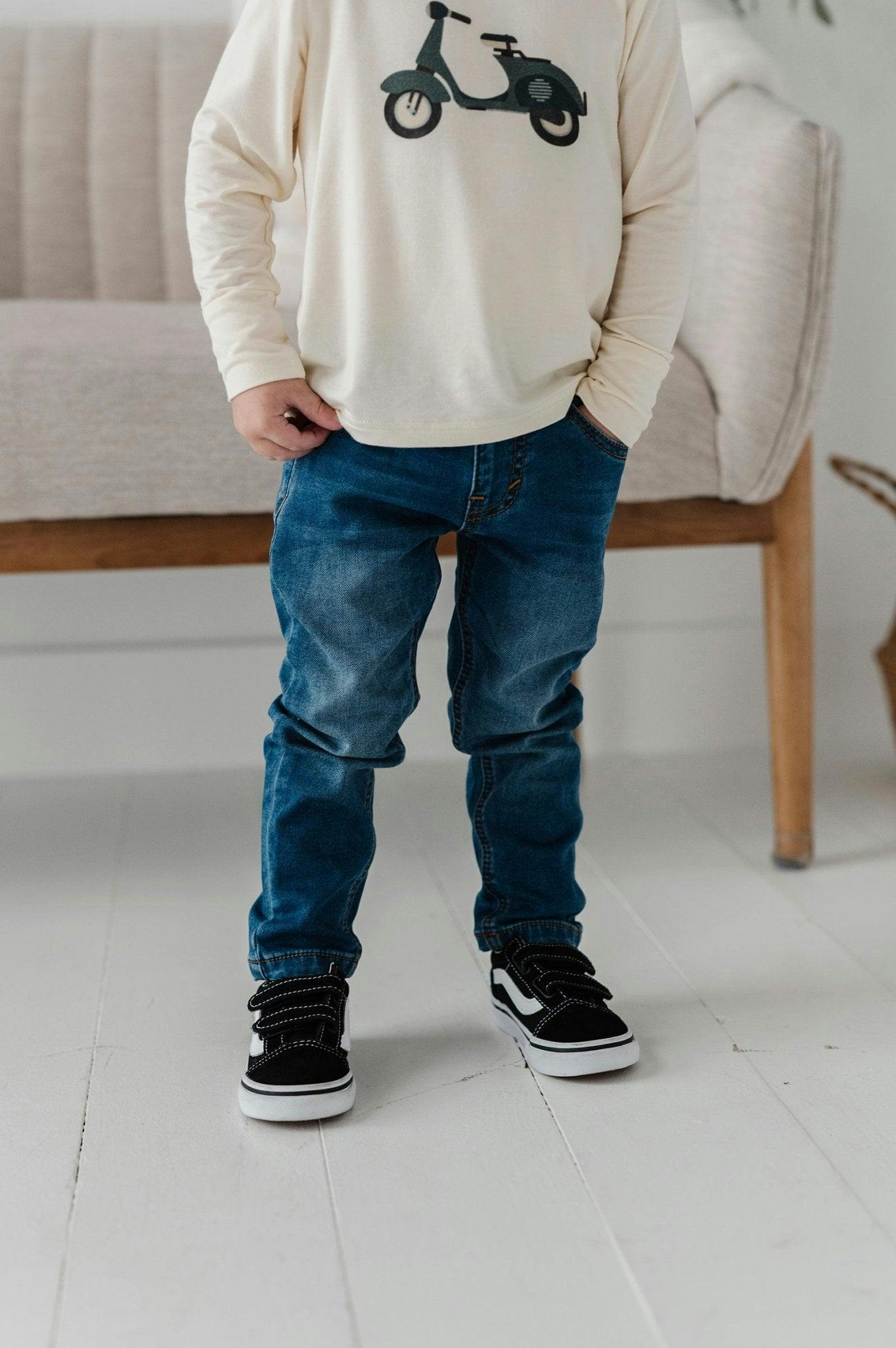 Boys Denim Jeans in Mid Blue Wash