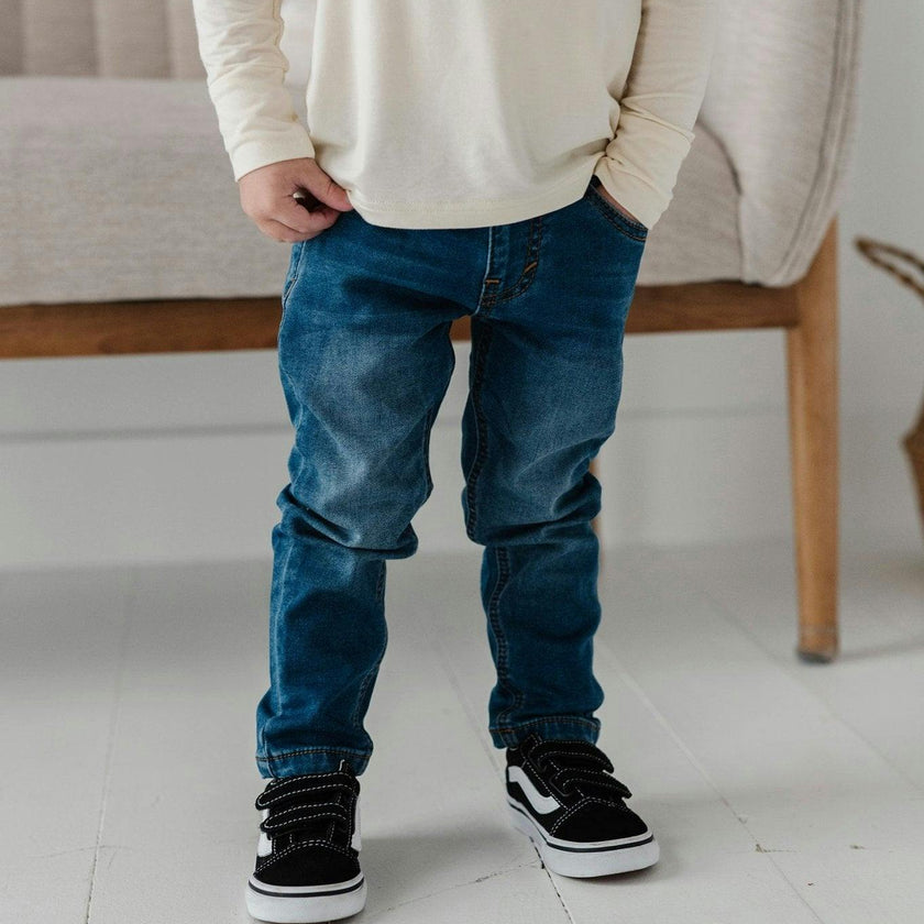 Boys Denim Jeans in Mid Blue Wash