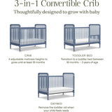 Liberty 3-in-1 Convertible Spindle Crib w/Toddler Bed Conversion Kit in Cove Blue