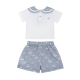 Blue Sailboat Collar Set