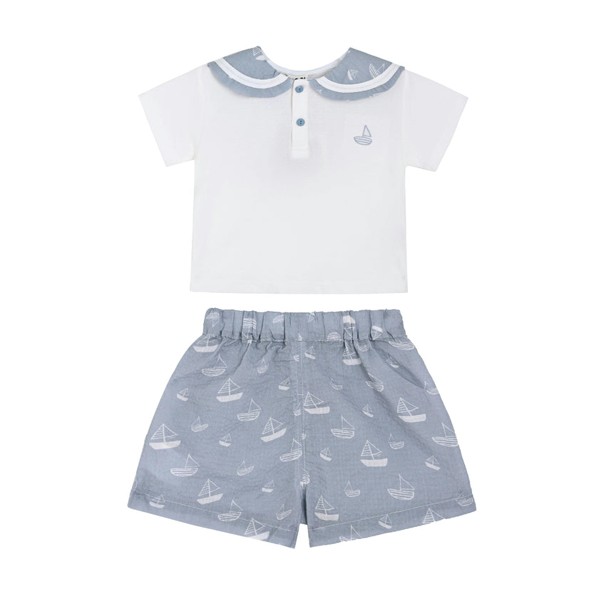 Blue Sailboat Collar Set