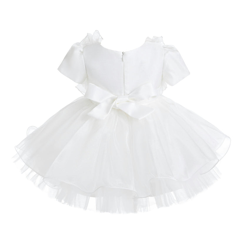 White Celestara Ruffle Bow Dress