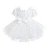 White Celestara Ruffle Bow Dress