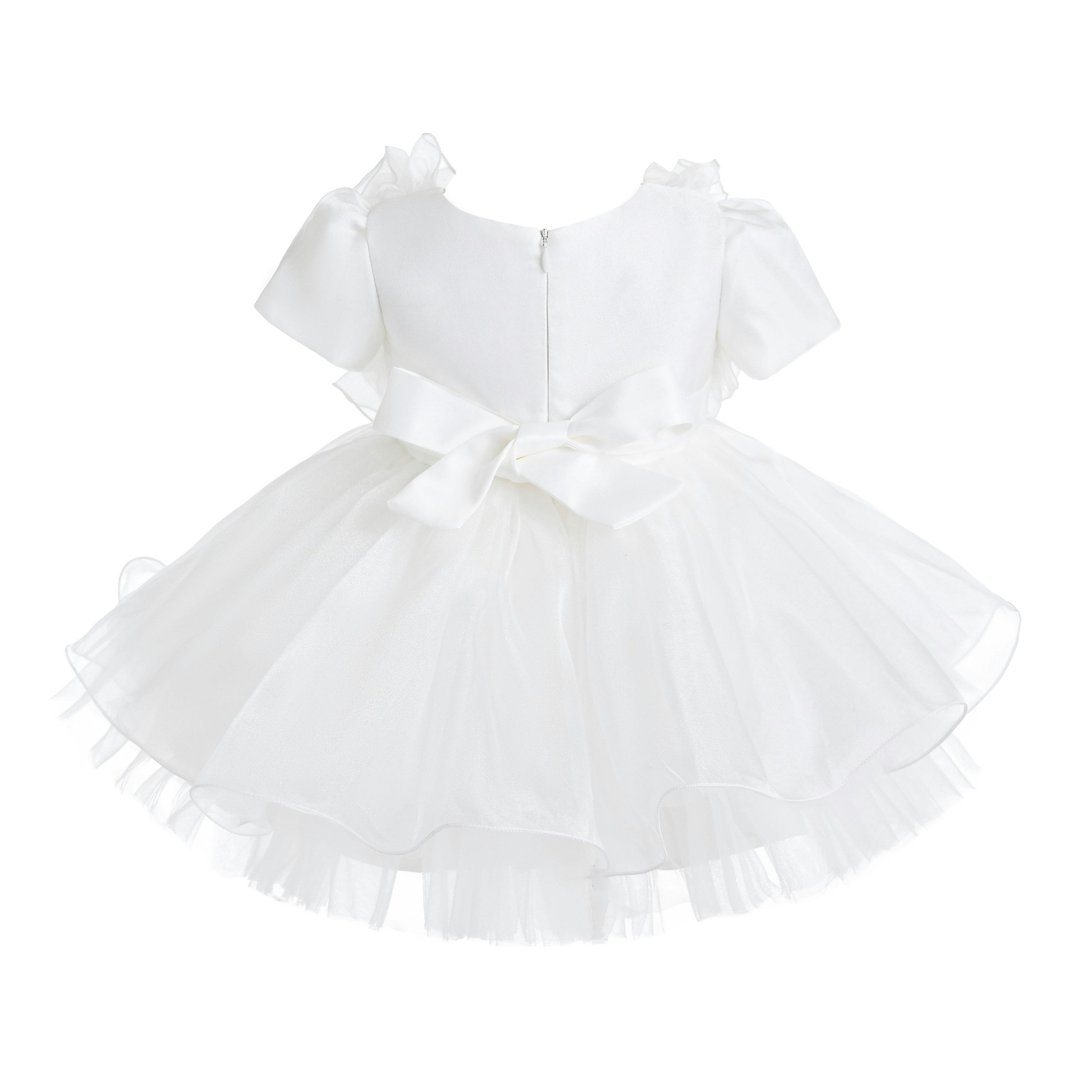 White Celestara Ruffle Bow Dress
