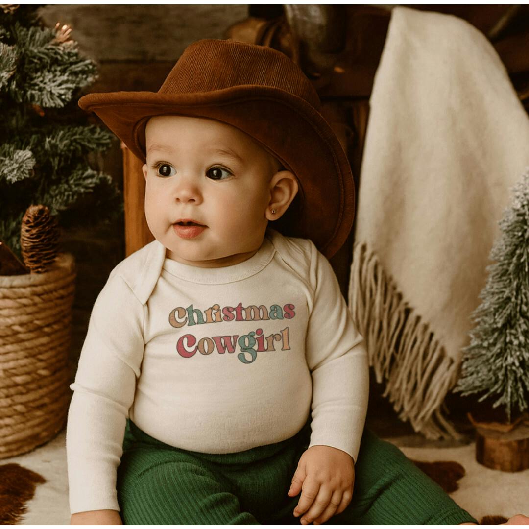 long sleeve graphic bodysuit | christmas cowgirl