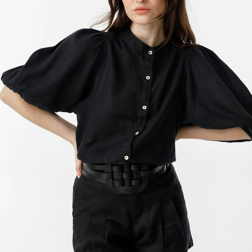 Frida Linen Shorts - Black