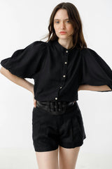 Frida Linen Shorts - Black