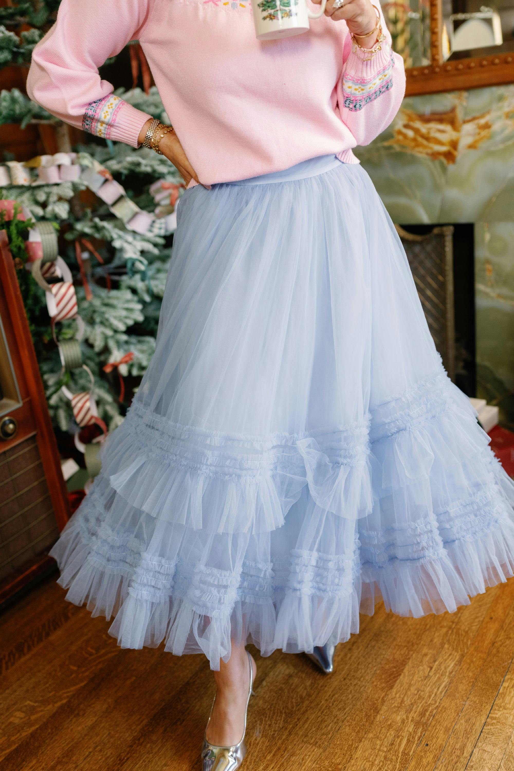 Celestine Skirt in Misty Blue