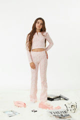 Peyton Pink on Pink Thermal Wide Leg Pants