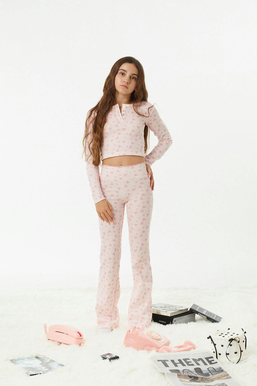 Peyton Pink on Pink Thermal Wide Leg Pants