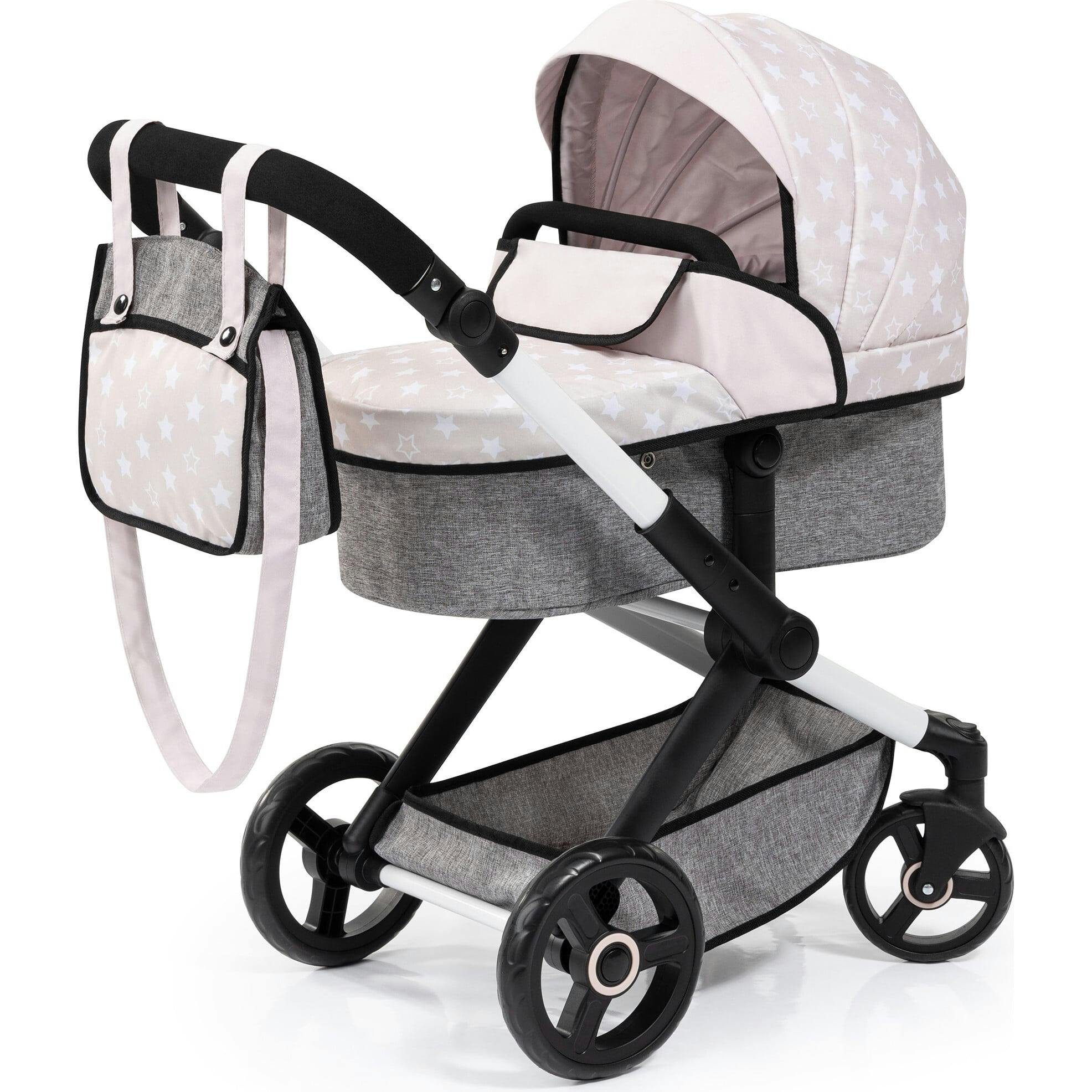 Bayer Design Dolls: Pram Xeo - Gray & White Stars