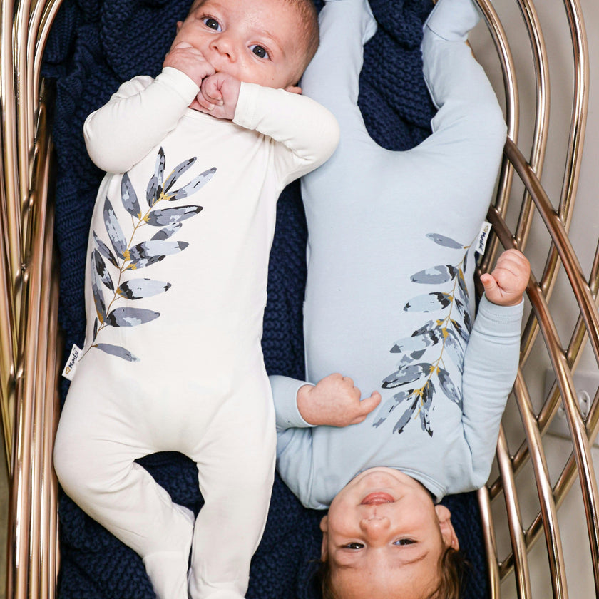 Watercolor Leaves Long Sleeve Footie