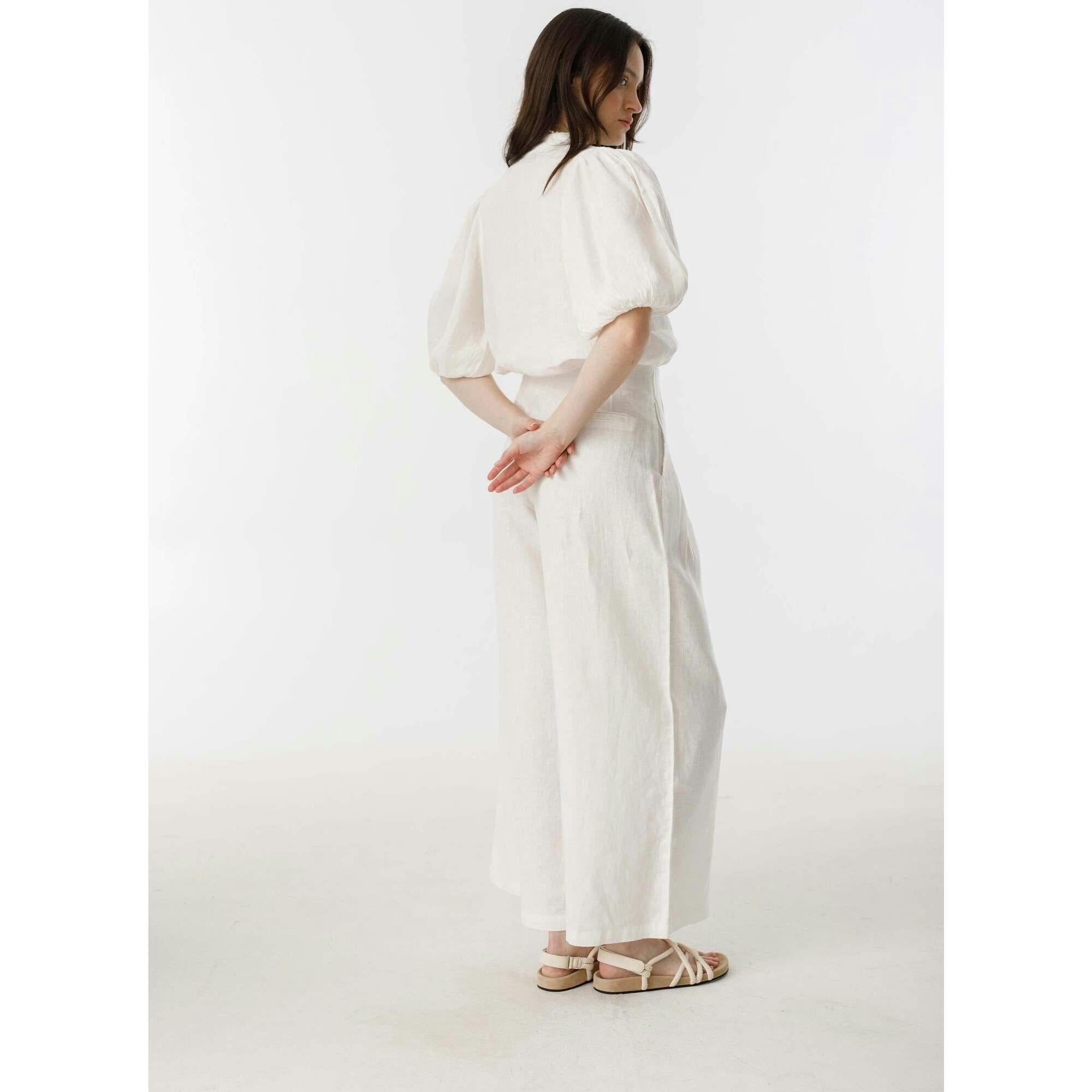 Culotte Linen Pants - Off White