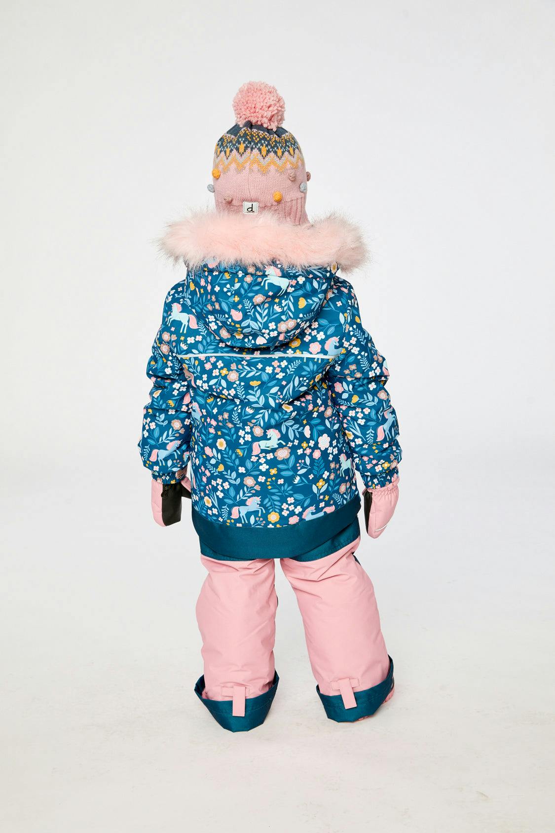 Two Piece Discover Snowsuit Blue And Pink Unicorn Print